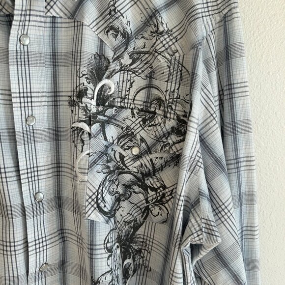 Roper Shirt Pearl Snap Embroidered Plaid Metallic Western Rodeo Cowboy - Picture 2 of 9